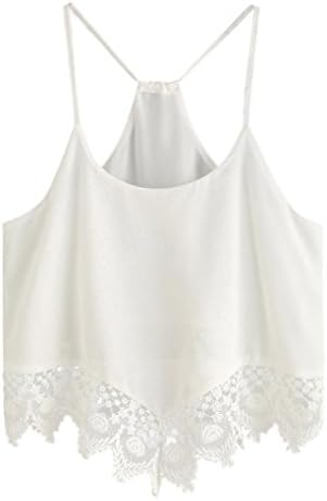 Napoo Clearance Women Plus Size Summer Lace Hollow Chiffon Vest Sleeveless Tank Tops