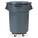 Rubbermaid Commercial BRUTE Trash Can Flat Lid, Round, Gray, 55 Gallon, FG265400GRAY