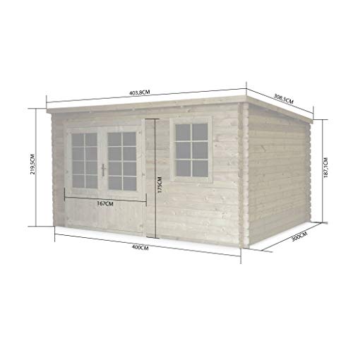 Alice's Garden Abri de Jardin Contemporain traité Autoclave Classe 3, MEGEVE en Bois FSC de 12,8 m², Structure en madriers 28 mm, Sapin du Nord