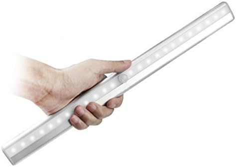 1 PC 20 LED Motion Sensor Light Under Cabinet Lights Stick Wireless Wardrobe Stairs Step Light Bar LED Night Light Safe Lights (White)