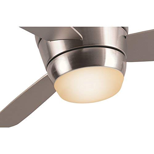 Harbor Breeze Mazon 44-in Brushed Nickel Flush Mount Indoor Ceiling Fan with Light Kit and Remote (3-Blade) (Renewed)
