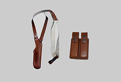 ALIS40006 Basketweave Vertical Gun Shoulder Holster & Double Magazine Pouch for Beretta Taurus CZ 75 Browning HP Sig…