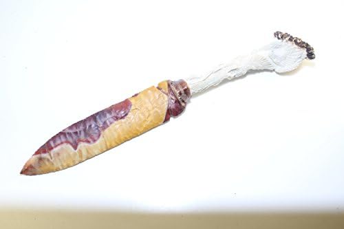 Australian Mookaite Flint Knapped Knife Blade Hafted On Hand Carved Deer antler with Eagles Museum Grade Collectible