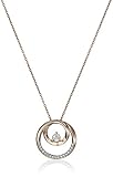 Sterling Silver with Pink Gold Plating Diamond Circle Pendant Necklace, 18