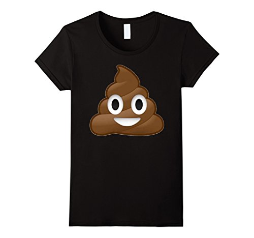 Womens Poo Emoji T-Shirt | Men, Women, Kids Gag Gift Poo | Medium Black