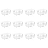 Sterilite 16448012 16 Quart/15 Liter Storage Box, White Lid with Clear Base, 12-Pack