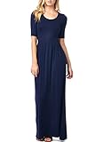 82 Days Women'S Rayon Span Jersey Maxi Long Dress with Elastic Waistband - Navy S