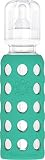 Lifefactory 9-Ounce BPA-Free Glass Baby Bottle with Protective Silicone Sleeve and Stage 2 Nipple, Kale