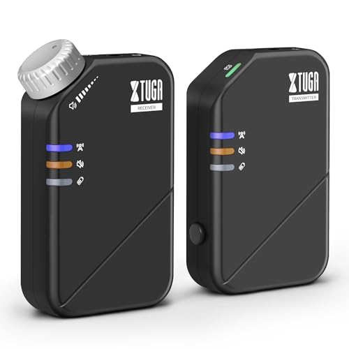 XTUGA J02S Sistema de Monitoreo Inalámbrico en el oído, Sistema IEM Estéreo de 2,4GHz con Transmisor y Receptor, 50m de Alcance, 10 Horas de Autonomía, Monitor Inalámbrico in Ear para Escenario, Banda