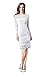 Lily Mode Women's Yoke Illusion Lace Fit Cocktail Sheath Dress with Long Sleeves