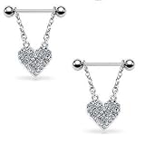 Body Accentz™ Nipple Ring Bars Heart Body Jewelry Pair 14 gauge Sold as pair