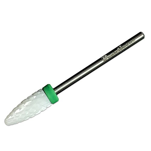 Beauticom Professional USA Ceramic White Flame Cone Shaped Bit Nail Drill (Grit: COARSE) 3/32" Shank Size