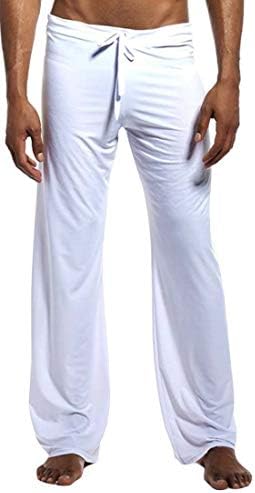 Etecredpow Mens Comfort Straight Ice Silk Loungewear Sleep Bottoms Pants