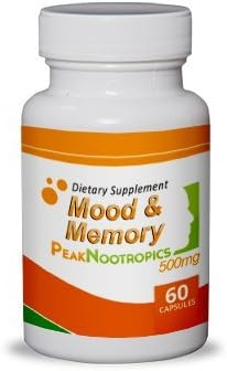 PeakNootropics Mood & Memory Capsules - 60 Count 500 mg Veggie Caps - Nootropic Supplement 30 Day Supply
