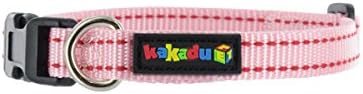 Empire Tracks Adjustable Nylon Dog Collar by Kakadu Pet, Extra Large, 1" x 20-34", Dusk (Pink with Red Stitch)