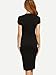 MakeMeChic Women's Short Sleeve Classy Solid Stretchy Wear To Work Pencil Dress Black XS
