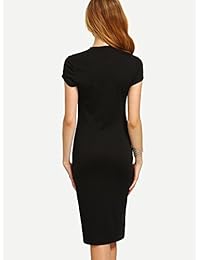 Makemechic Vestido para llevar al trabajo, de manga corta, elegante, sólido, para mujer