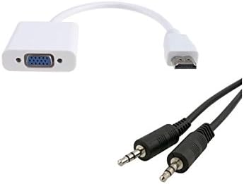 Tgom Gold Plated Active Hdmi Male to Vga Female Cable Adapter White for Desktop/pc/Laptop/Tv/DVD/Ultrabook/Power Free Raspberry Pi, MHL Support with 3.5 aux Cable 3 ft Black