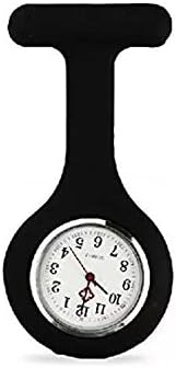 heqianQuartz Movement Nurse Brooch Fob Tunic Pocket Watch(Black)