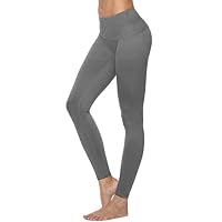 TADAMI Women Yoga Legging Power Flex High Waist Running Pants Workout Tights (Gray, L)