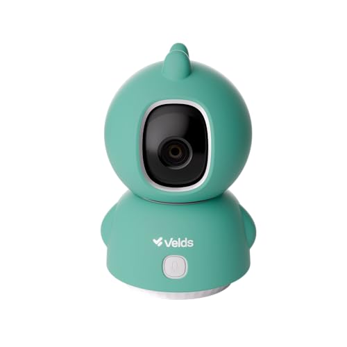 Babá Eletrônica Wi-Fi Velds, Visão Noturna, Detecção de Choro, Sensor de Temperatura, Áudio Bidirecional, Armazenamento até 256GB, Câmera Monitor de Bebê com Capinha Verde Dragão