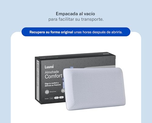 Luuna Almohada Comfort Flip, 2 en 1, con un Lado Firme y Otro Suave, Almohada Memory Foam 100%, Funda Fresca Que Regula Temperatura Cooling Stamp, Marca Mexicana, Tamaño Estándar