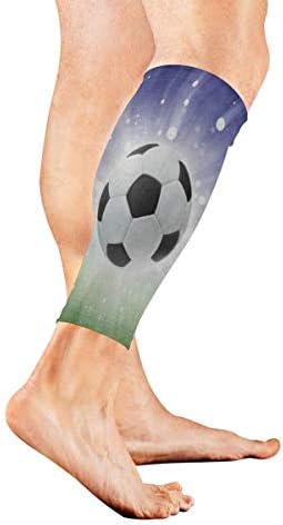 Leg Sleeve Abstract Sport Soccer Ball Compression Socks Support Non Slip Calf Sleeves Pads for Running, Shin Splint, Calf Pain Relief, Runners, Medical, Air Travel, Nursing, Cycling 1Pair