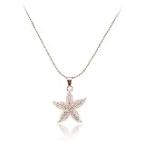 Lureme Pave Crystal Starfish Gold Tone Pendant Necklace for Women Adjustable Length 01000791-2*