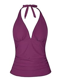 Hilor Tankini camiseta para mujer con cuello en V y cuello halter