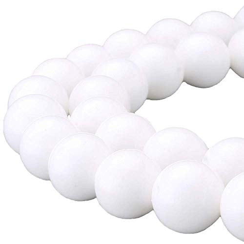 MJDCB 7A Natural Deep Sea White Shells Round Stone Beads for Jewelry Making DIY Bracelet Necklace (8mm)