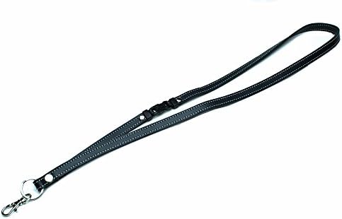 安全パーツ付 ネックストラップ 定番スタイル 日本製 本牛革 安全パーツ ネイビー レザー