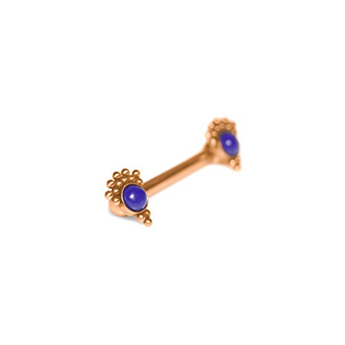 Surgical Steel Nipple Barbell, Nipple Ring Piercing for Women, Externally Threaded Straight Barbell 16g, Nipple Shield Ring Barbell with Lapis lazuli, Body Piercing Jewelry - Thumbnail 3