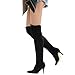 Shoe'N Tale Women Over The Knee High Stretchy Leather Thigh High Snow Boots(8.5,Suede Black)