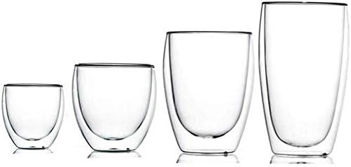 BALTS Double Wall Insulated Glass Cups 600ml 450ml 350ml 250ml 150ml Tea Cups Glass Cups Latte Cups Beverage Glasses Clear Wine Glasses Dishwasher available (450 ML)