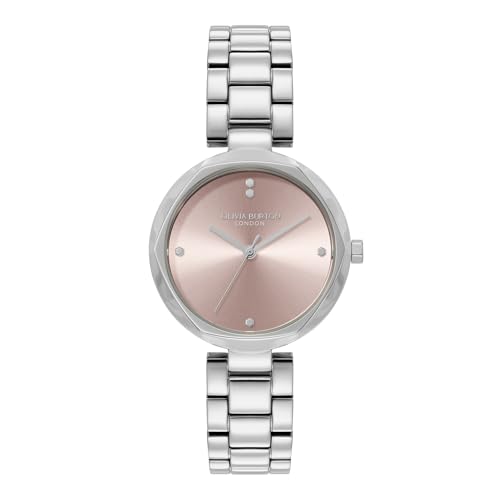 Olivia Burton Orologio con Movimento al Quarzo a Tre Lancette da Donna Collezione DIMENSION con Cinturino in Acciaio Inossidabile Argentato - 24000259, Silver