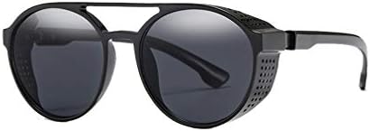 qiansu Aviator Round Sunglasses for Men and Women Steampunk Style Inspired Designed with PC Frame