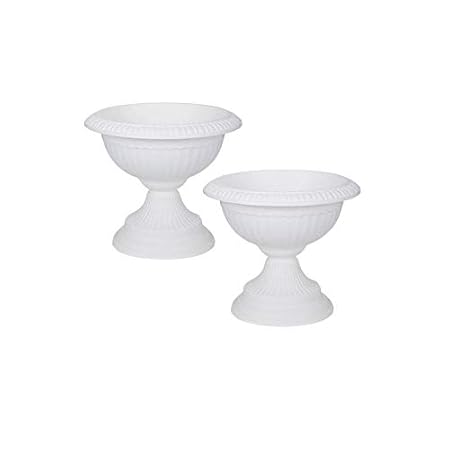 Antier Tulip Plastic Pot Garden Patio Planter (Pack of 2, White, Size 6