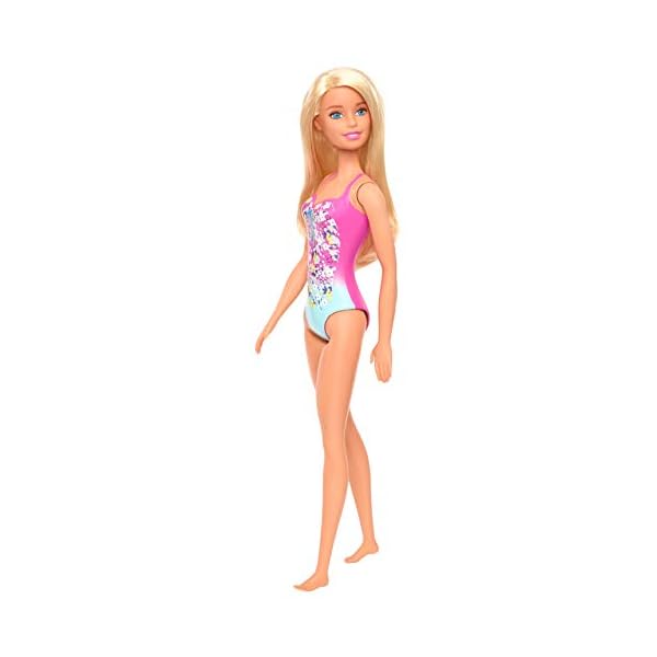 Barbie GHW37 - Beach Puppe mit Badeanzug im Blumenmuster, Spielzeug ab 3 Jahren – Bild 5