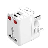 Universal Travel Adapter, WONPLUG World Power Adapter Plug with 2.1A Dual USB, International Adapter Converters for Europe, Italy, Ireland, UK, AU, Asia, Over 150 Countries, Built-in Safety Fuse