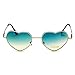 Dollger Green Heart Sunglasses Women's 70s Glasses Thin Metal Frame