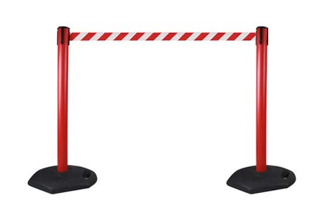 Set of 2 Flexibarrier Passenger Control System Safety Barrier Stands 3 m Belt Length Black / Yellow