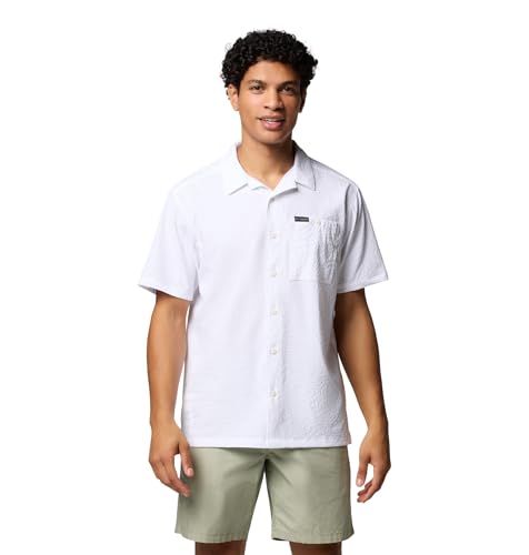 Columbia Mens Utilizer Short Sleeve Camp Shirt, White, Small