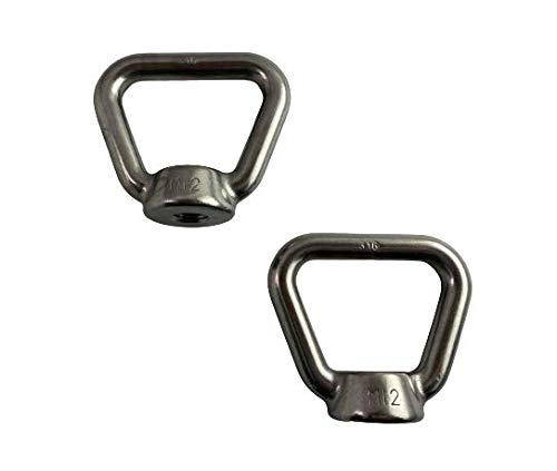 2 Pieces Stainless Steel 316 M12 Lifting Eye Nut 12mm Bow Type 80704 US Shape Marine Grade