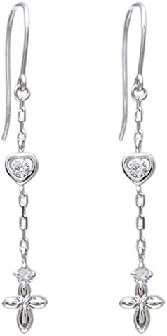 プラチナ チェーンピアス ロイヤルブルームーンストーン 十字架ピアス ハートピアス