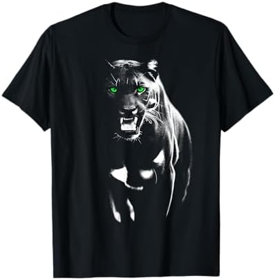Amazon.com: black panther with green eyes T-Shirt : Clothing