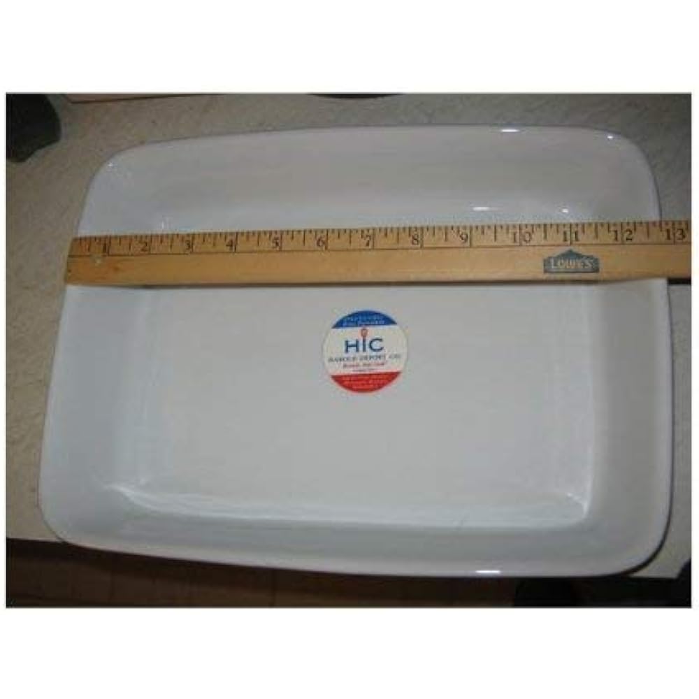 HIC Oblong Rectangular Baking Dish Roasting Lasagna Pan, Fine White