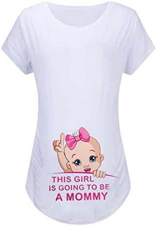 Zerototens Pregnant T Shirt Mama Women's Maternity Tops Summer Short Sleeve Crewneck Cartoon Shark Printed Maternity Blouses Funny Print Tee Tops