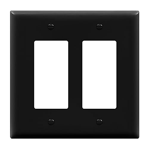 ENERLITES Decorator 8832M-BK Plaque murale pour interrupteur ou prise de courant Finition brillante Taille moyenne 12,4 x 12,5 cm Thermoplastique polycarbonate incassable Certifié UL Noir