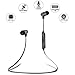 MAXBO® Newest Bluetooth Headphones V4.1 Wireless Bluetooth Stereo Sport Headset In-Ear Earphones with Microphone & Magnet Attraction & Aluminium Alloy Earbuds (Black-1)