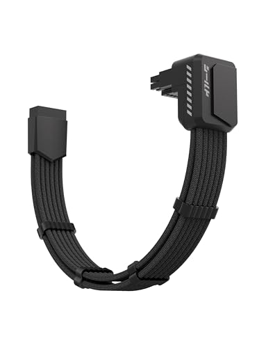 Photo 1 of EZDIY-FAB Shield PCIE 5.1 GPU Extension Cable with 90 Degree 12V-2x6 Angle Adapter,16pin (12+4) 12VHPWR PCIe 5.1 PSU Cable Extension for RTX 40 Series with Combs-Standard Type-Black